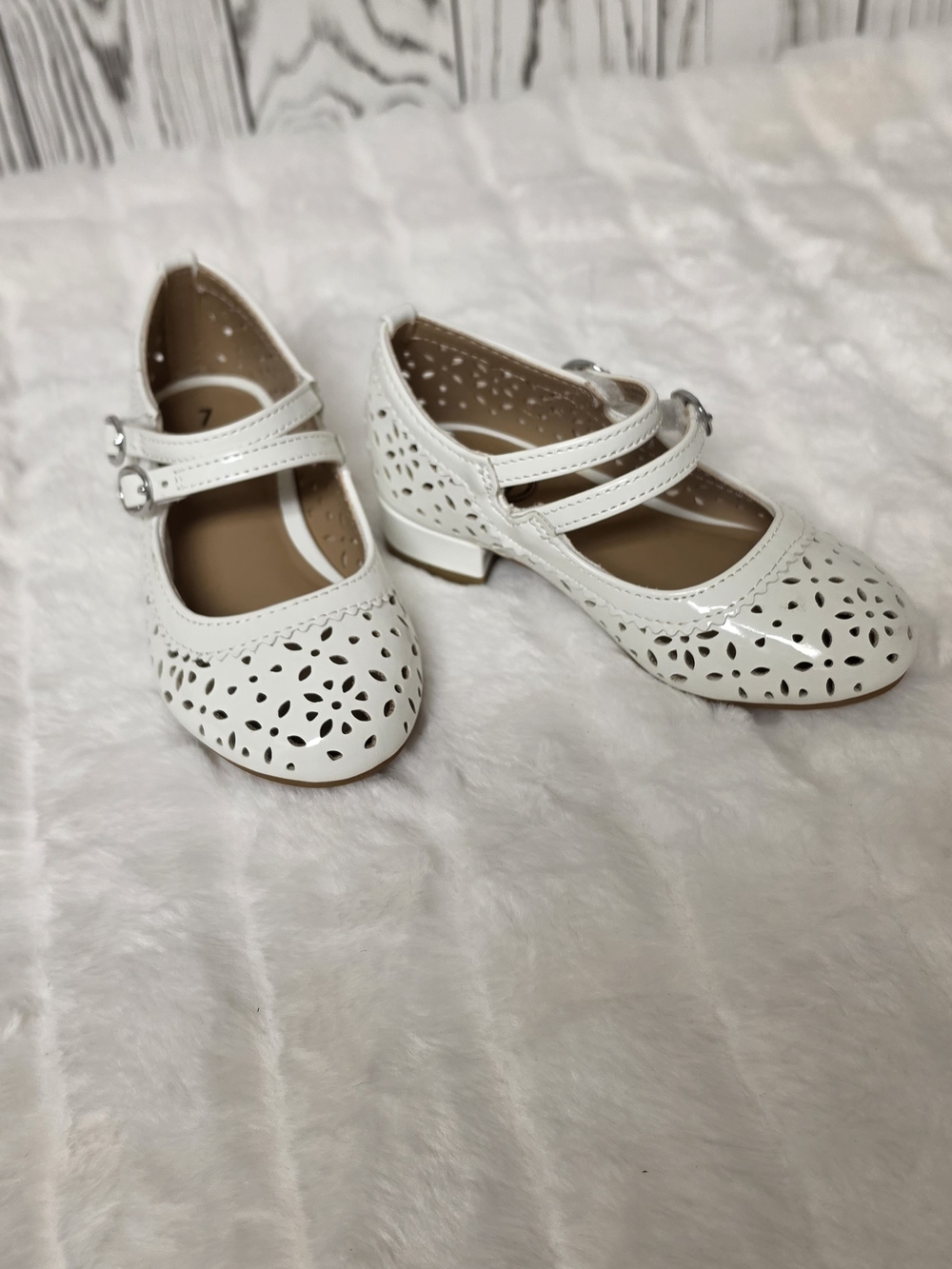 wonder nation White Laser-Cut Double-Strap Mary Jane Dress Shoes